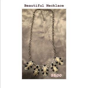 Beautiful Silver,Black,White Necklace